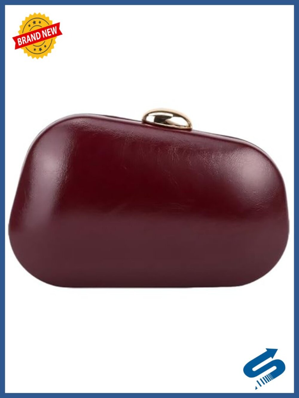 Faux Leather Shell Clutch Removable Chain Crossbody Evening Bag for Women